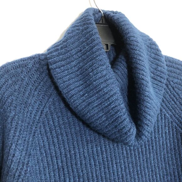 J. Crew Point Sur Sweater Womens Small Blue Mohair Wool Ribbed Chunky Turtleneck - Picture 6 of 16